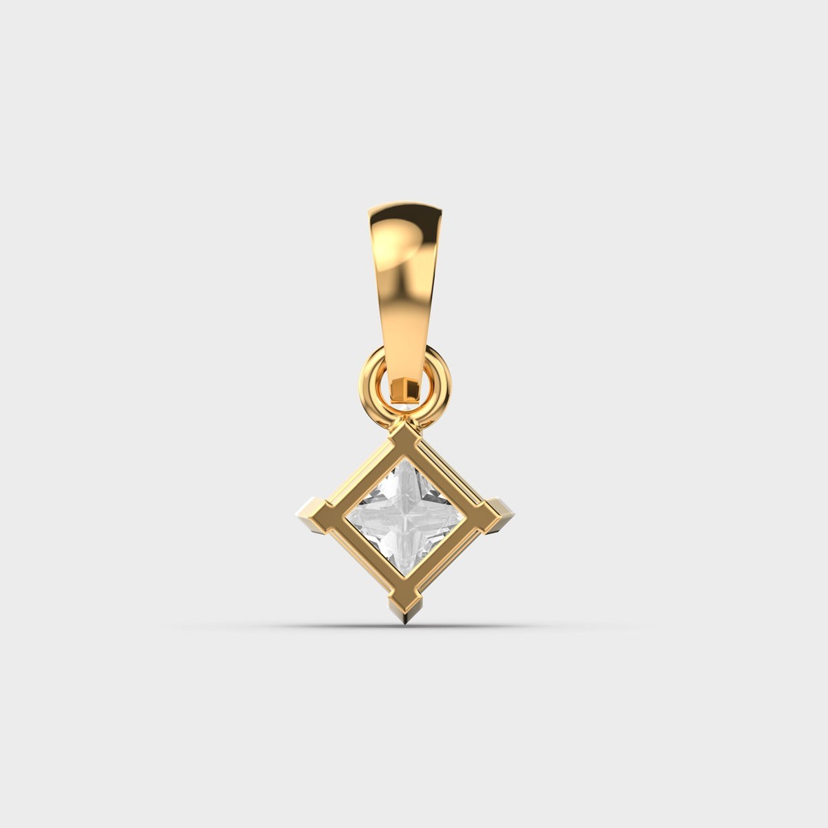 2.00Ct Dainty Dancing Princess Cut Pendant without Chain 14k gold plated