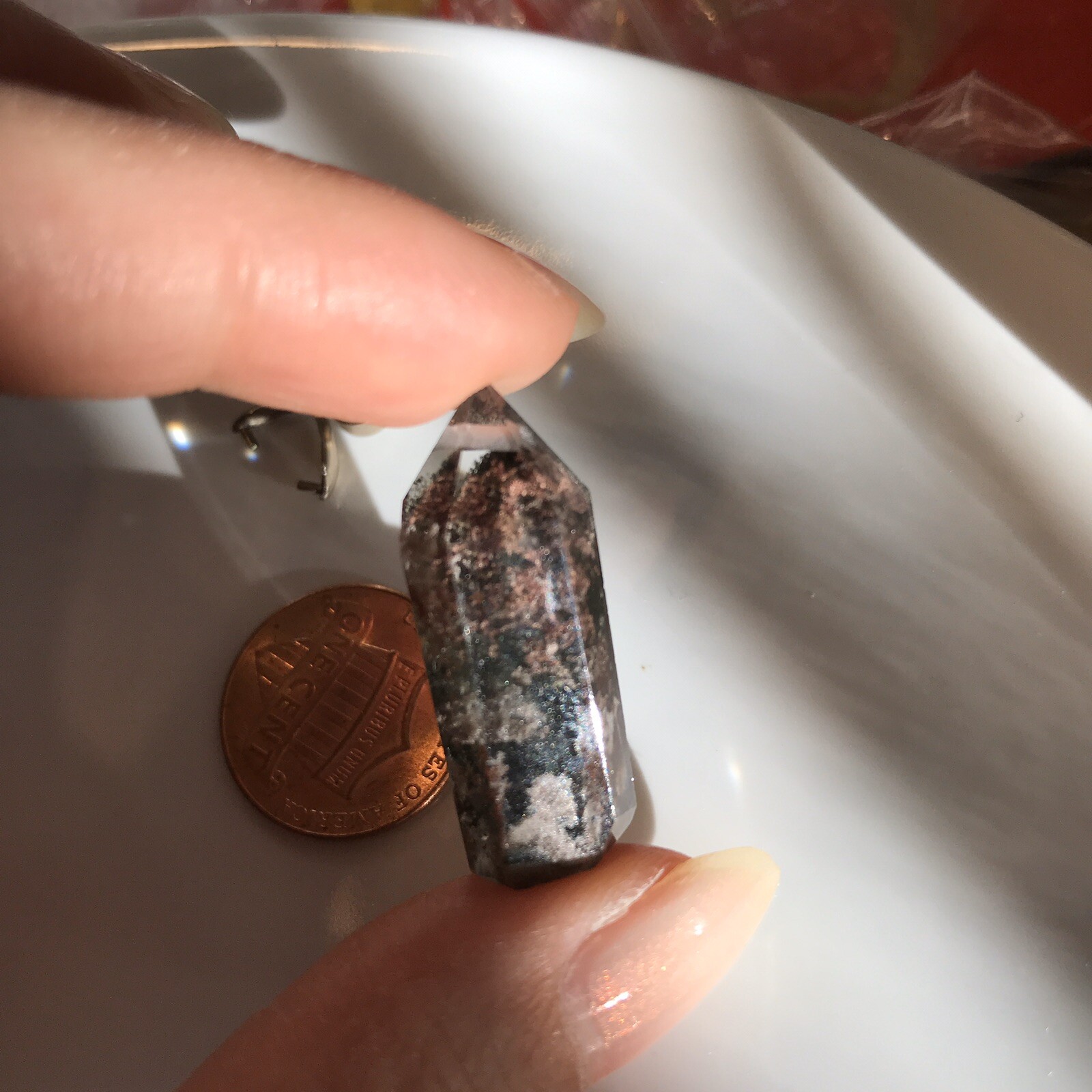 US SELLER Natural Green Phantom Quartz Pendant Pointed Tower Crystal Gem Stone 1