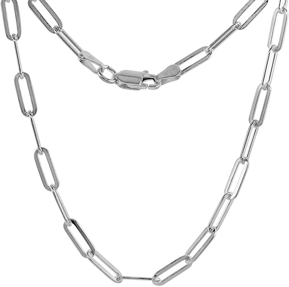 925 Sterling Silver High Quality Paperclip Chain Necklace Bracelet 3mm 7″~30″