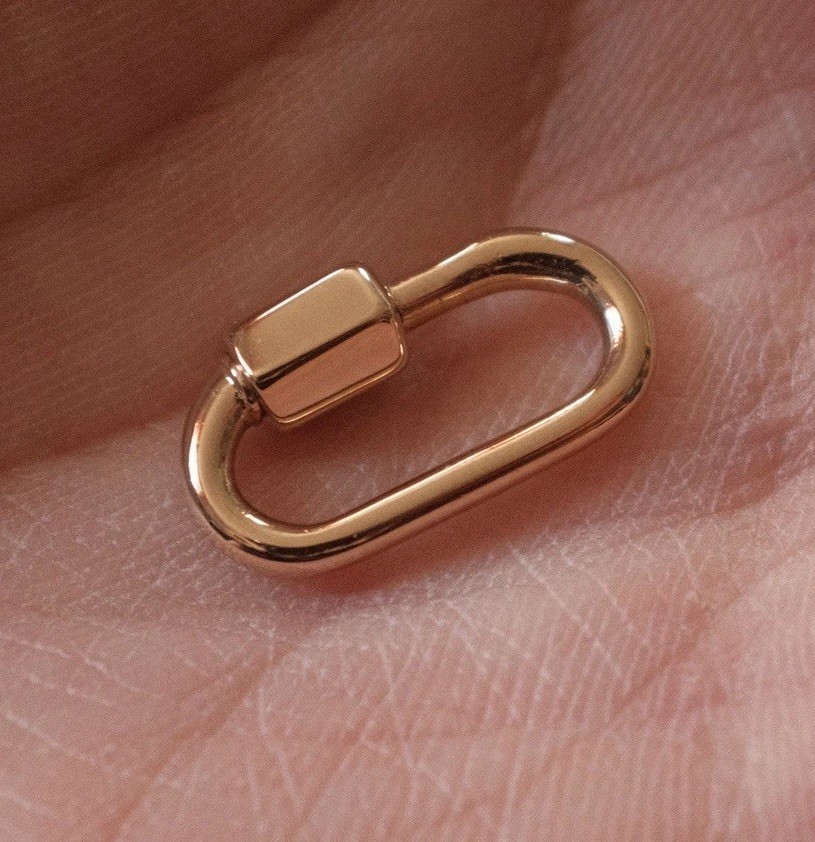 Authentic Marla Aaron 14k Yellow Gold Babylock Charm Holder Connector Carabiner