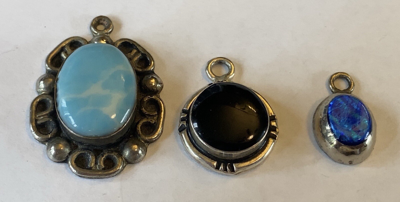 Vintage 925 Sterling Silver Pendant Lot. Mexico Stamp Variety Of Stones