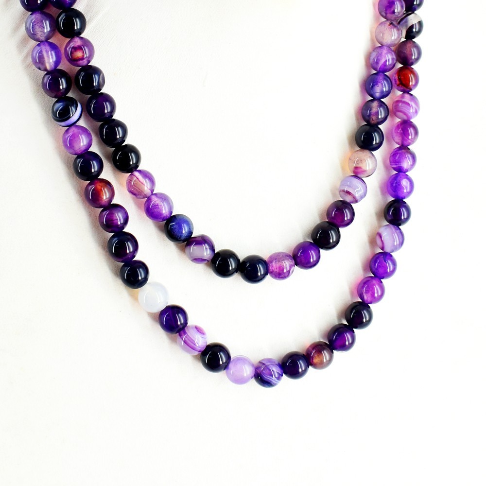 Fabulous Beads 371.00 Cts Purple Onyx 108 Prayer Mala Beaded Necklace VK 10 AZ6