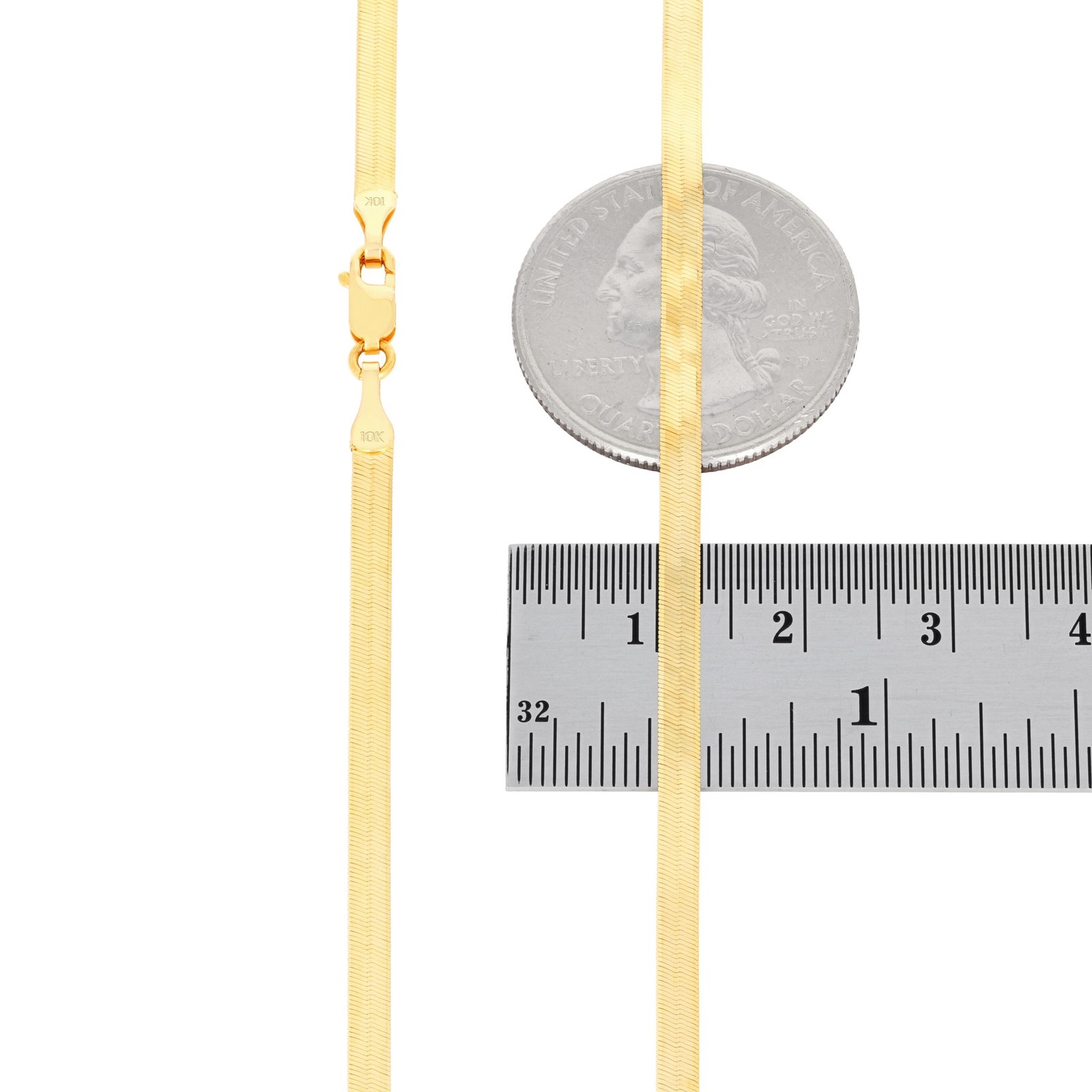 10K Yellow Gold Solid 3mm-9mm Flat Herringbone Chain Necklace Women Men 16″- 24″