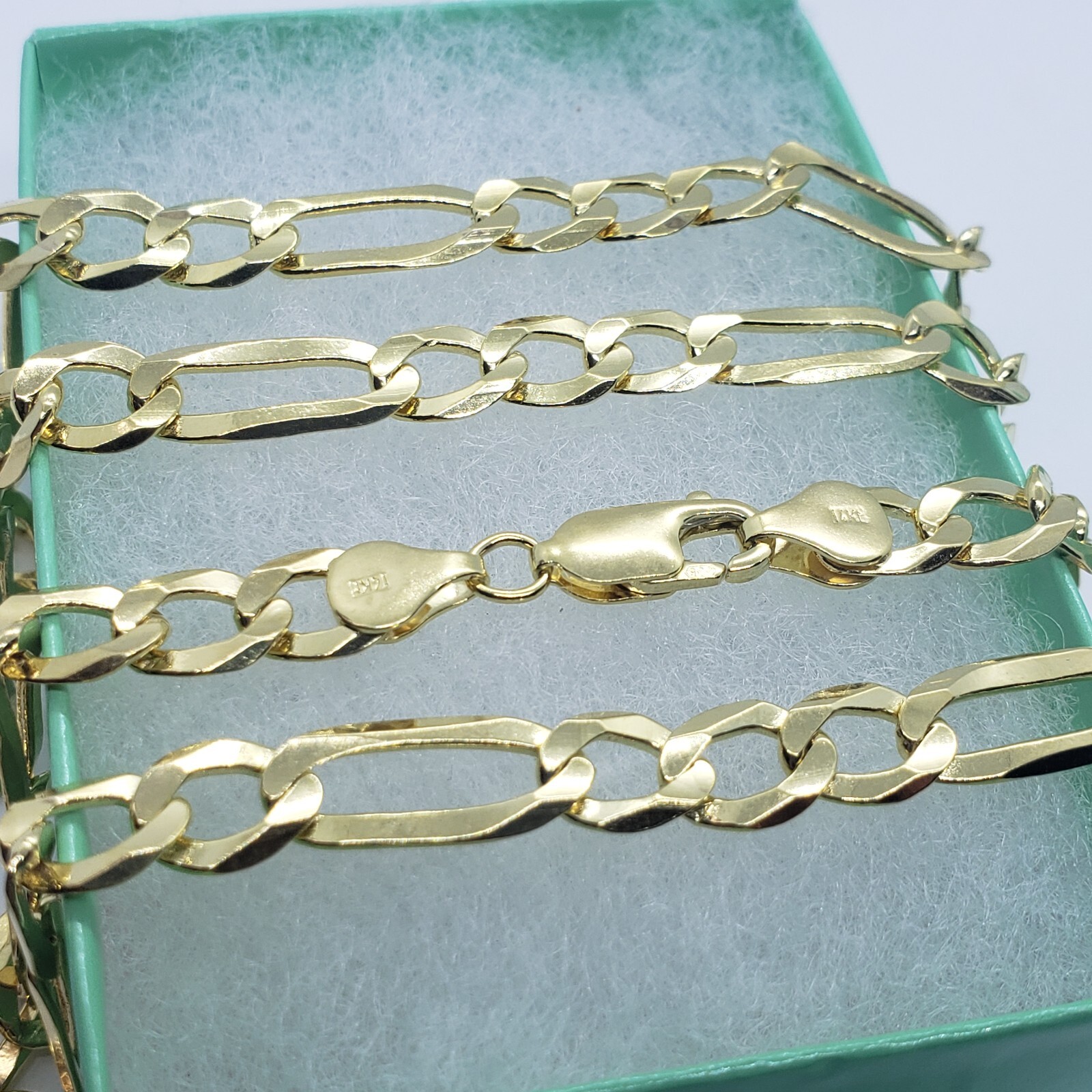 Authentic 14K Solid Gold Figaro Link Chain Men Women 6.5mm~7mm Necklace 7″~30″