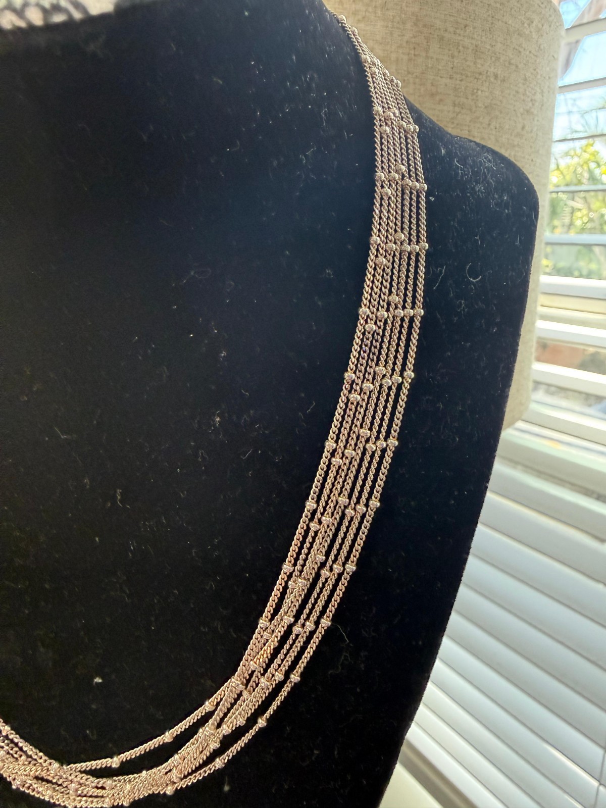Milor Italy 925 Sterling Silver Multi Strand Necklace Layered Vintage Style