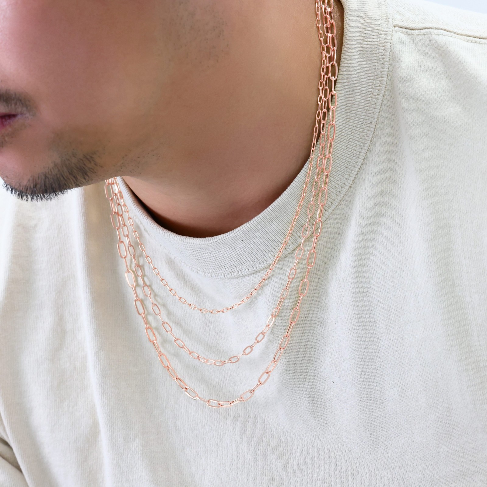 14k Rose Gold Paperclip 2mm-7mm Chain Oval Cable Necklace Mens Womens 16″-24″