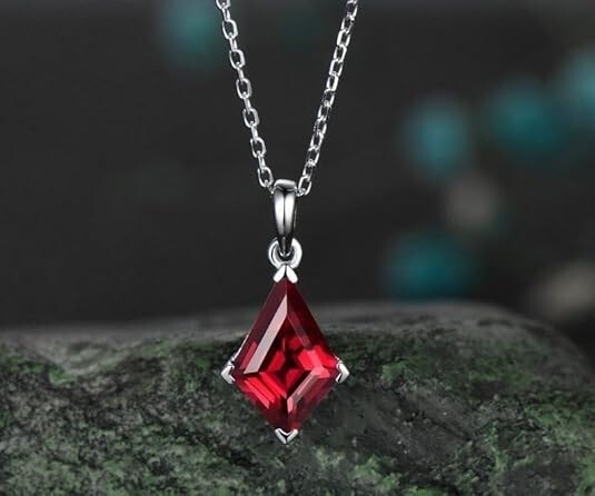 Natural Red Garnet Men’s Pendant 925 Sterling Silver Gemstone Jewelry Gift