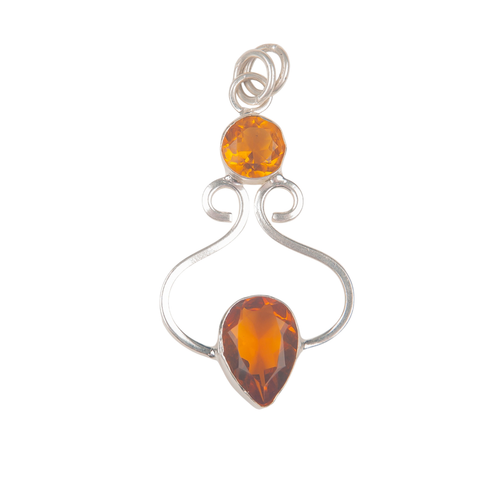Citrine Gemstone 925 Solid Silver Designer Pendent 1.60″ Gift For Engagement