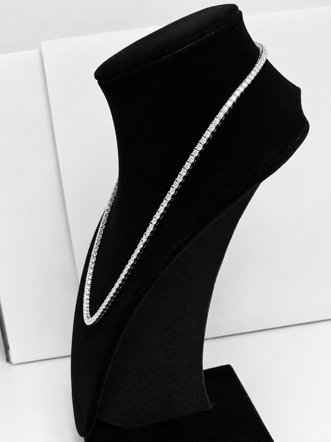 REAL 925 Sterling Silver Moissanite Tennis Chain VVS D Color~18”~3mm~11CTW~NEW