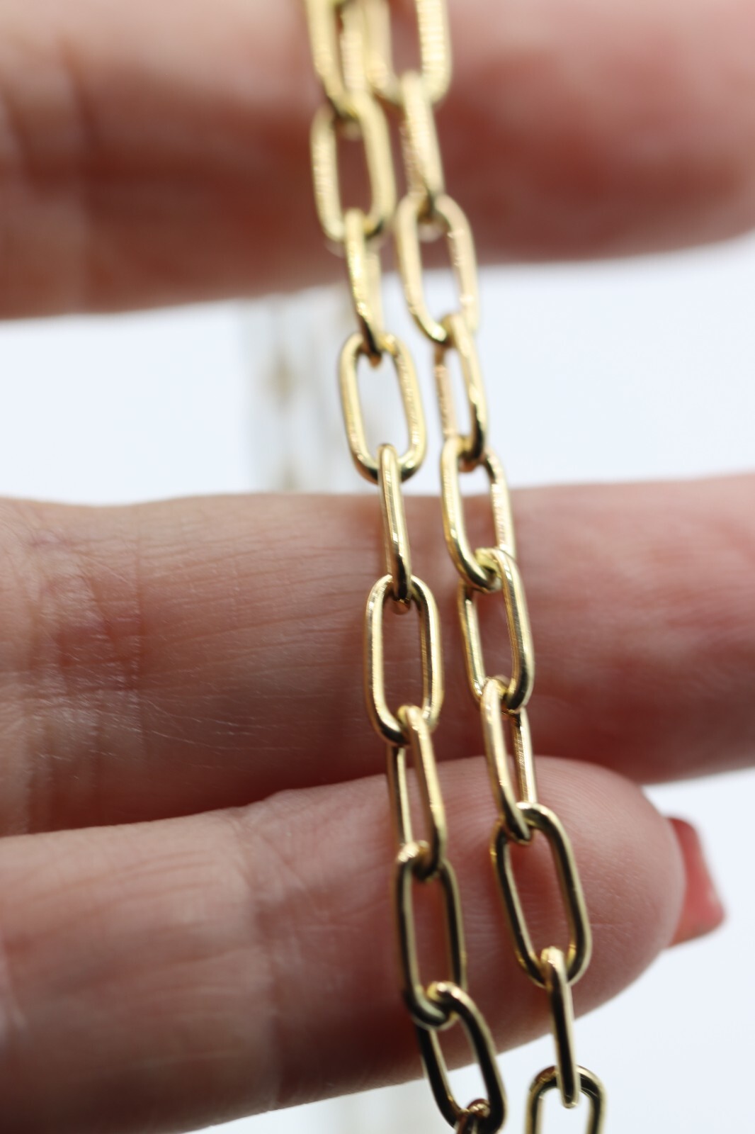 Genuine 9ct 9k Yellow Gold Handmade Paper Clip Paperclip 55cm Necklace