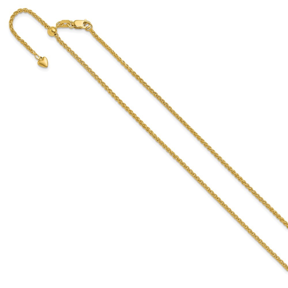 10k Yellow Gold Adjustable 1.6mm Semi Solid Spiga Chain Necklace 22″ 2.86gm