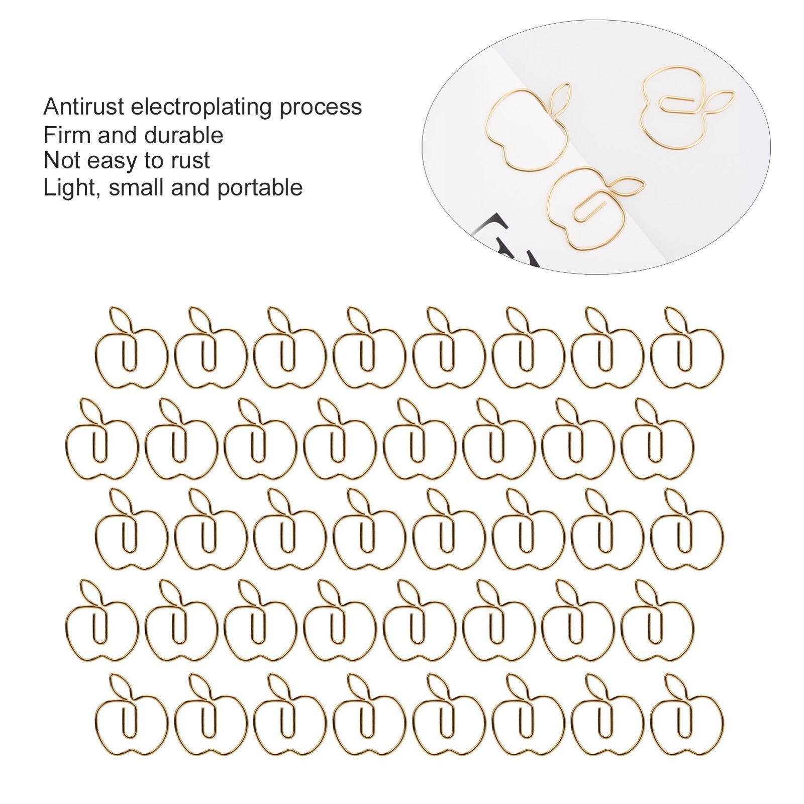 40Pcs Paper Clip Golden Apples Shape Creativity Personality Large Size Craft