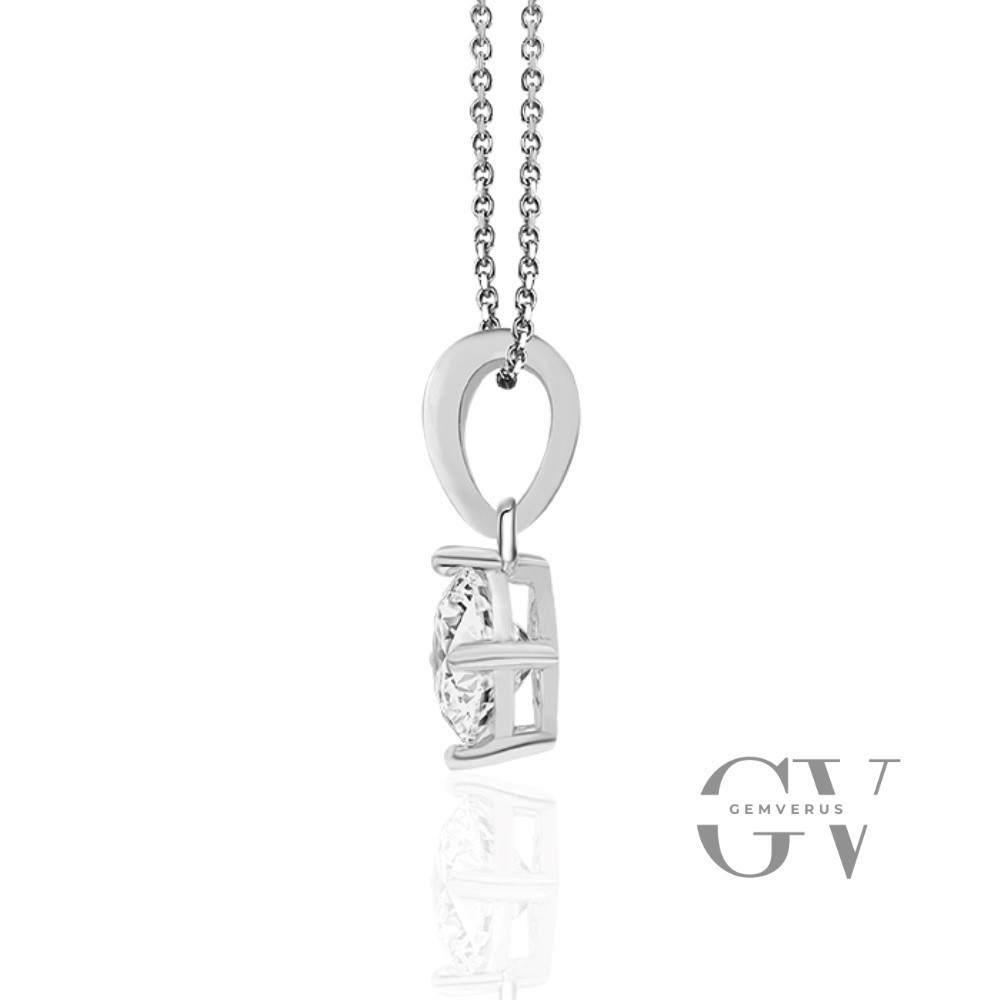 Solid 14K White Gold Moissanite Solitaire Wedding Pendant 1.50 Carat Round Cut