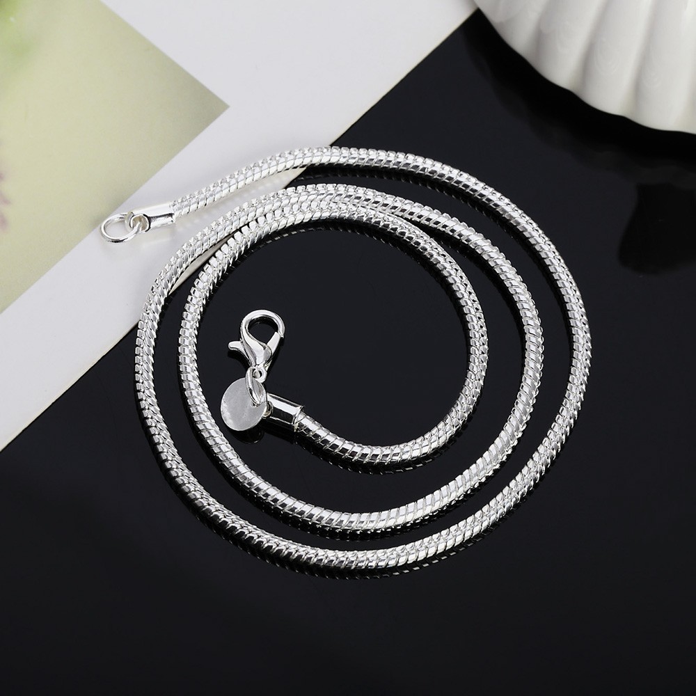 Men&Women’s 925 Sterling Silver Tarnish-Free Italian Snake Chain Necklace 16-24*