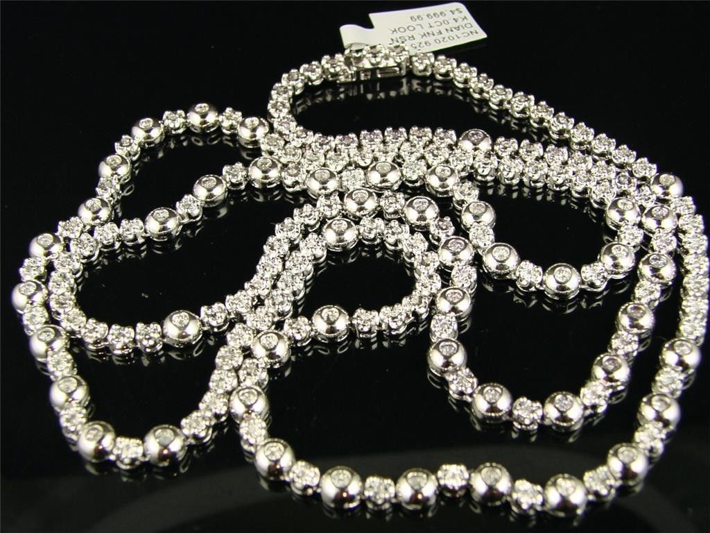 Men’s Rosary Chain and Cross in Natural Diamonds 3.50 CT 34 Inches