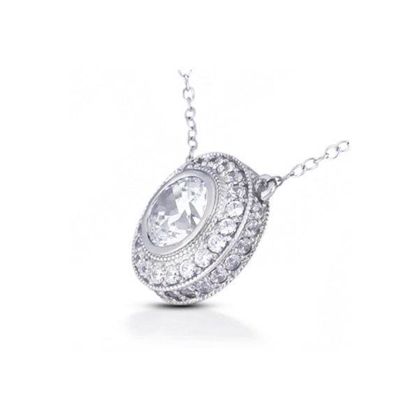 1.04ctw E VS2 Round Brilliant Natural Certified Diamonds Platinum Halo Pendant