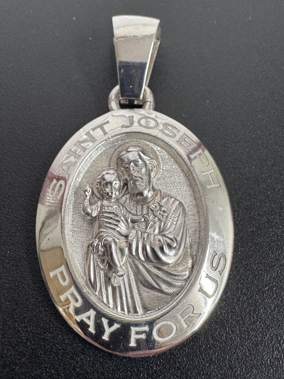 Saint Joseph “Pray For Us” Miraculous Metal 2 Inch Pendant 29 Grams 925