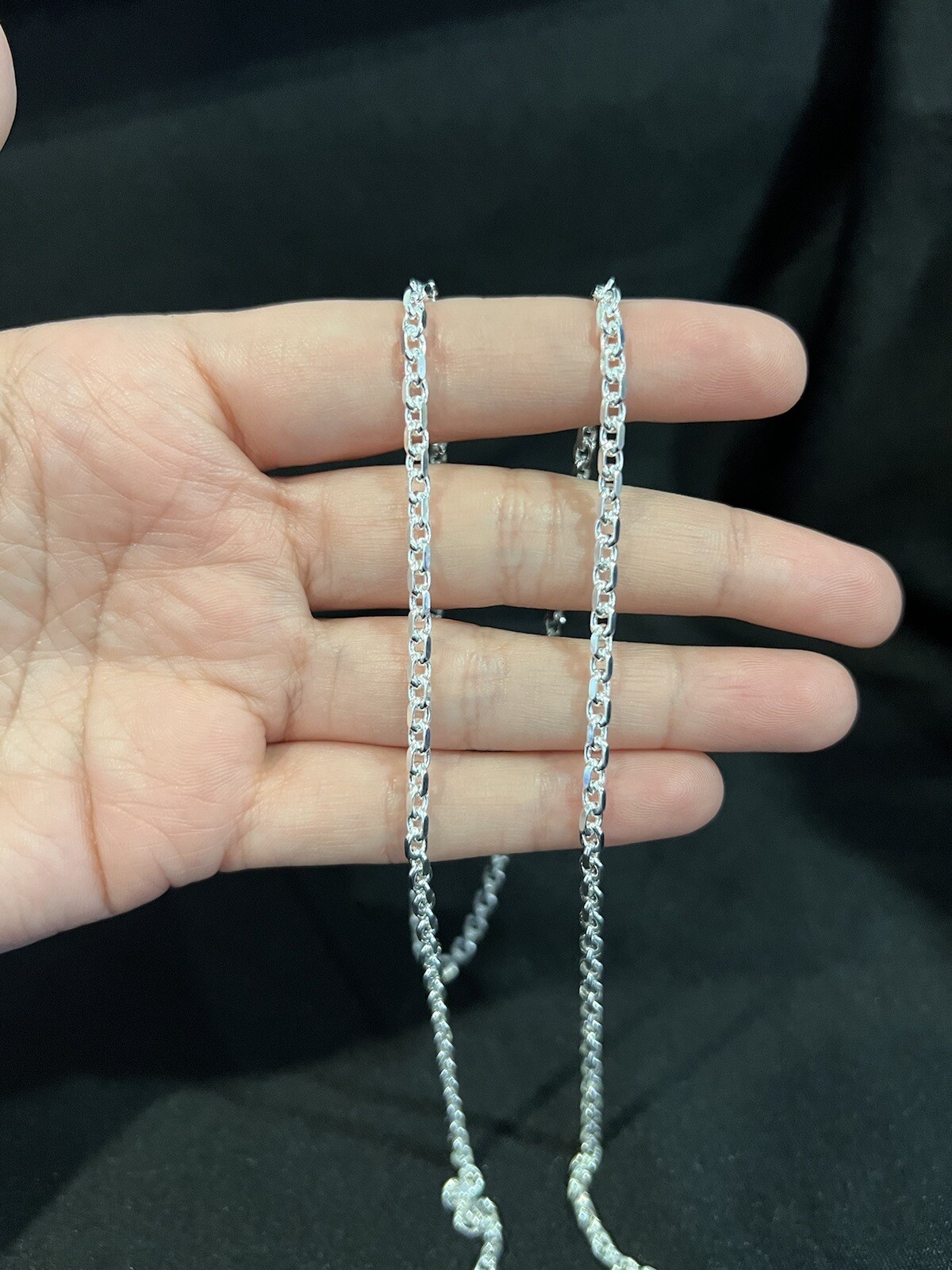 925 Sterling Silver Womens Men Unique Anchor Forz Oval Paper Clip Link Chain 22″