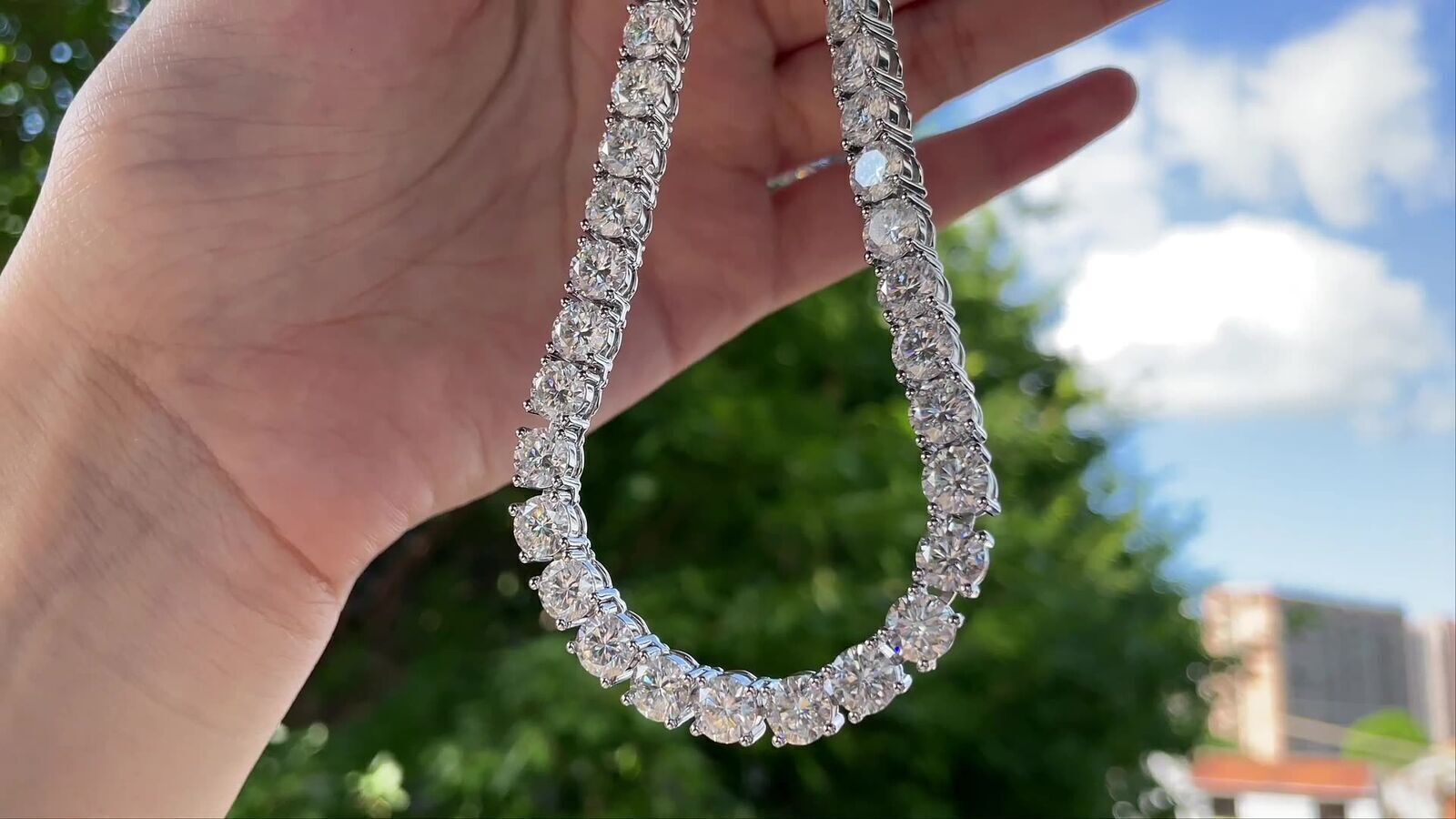 6.5mm 16-24″ VVS1 D Moissanite Tennis Chain Solid 925 Passes Diamnd Tester!