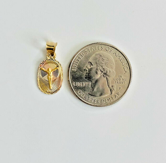 14K SOLID GOLD JESUS CHRIST 20mm / 0.7″ OVAL PENDANT, 14K GOLD – PT338