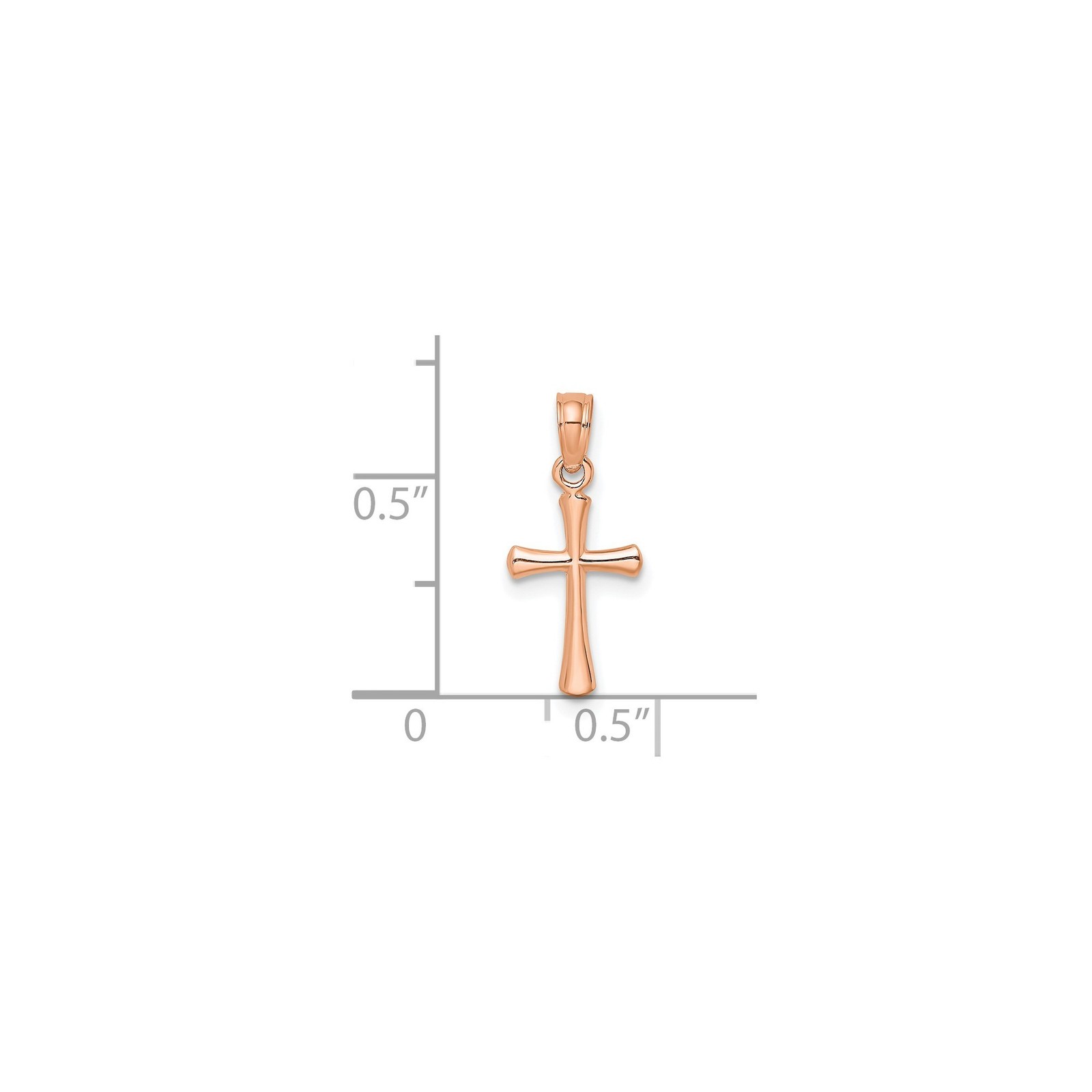 10K Rose Gold Solid Cross Pendant Polished Religious Charm 17.8 mm