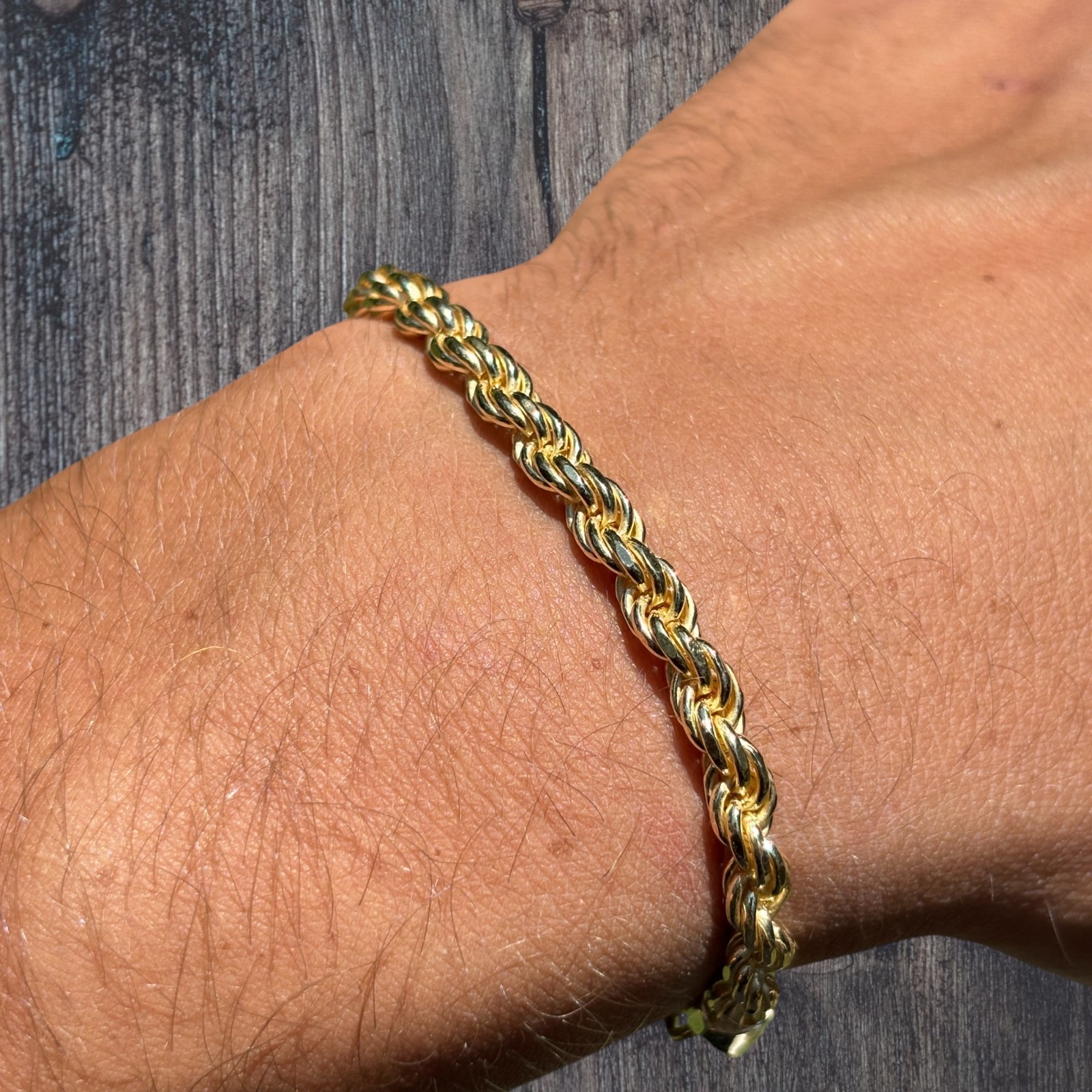 5mm Diamond Cut Rope Bracelet – Solid 925 Sterling Silver Or 14k Gold Vermeil