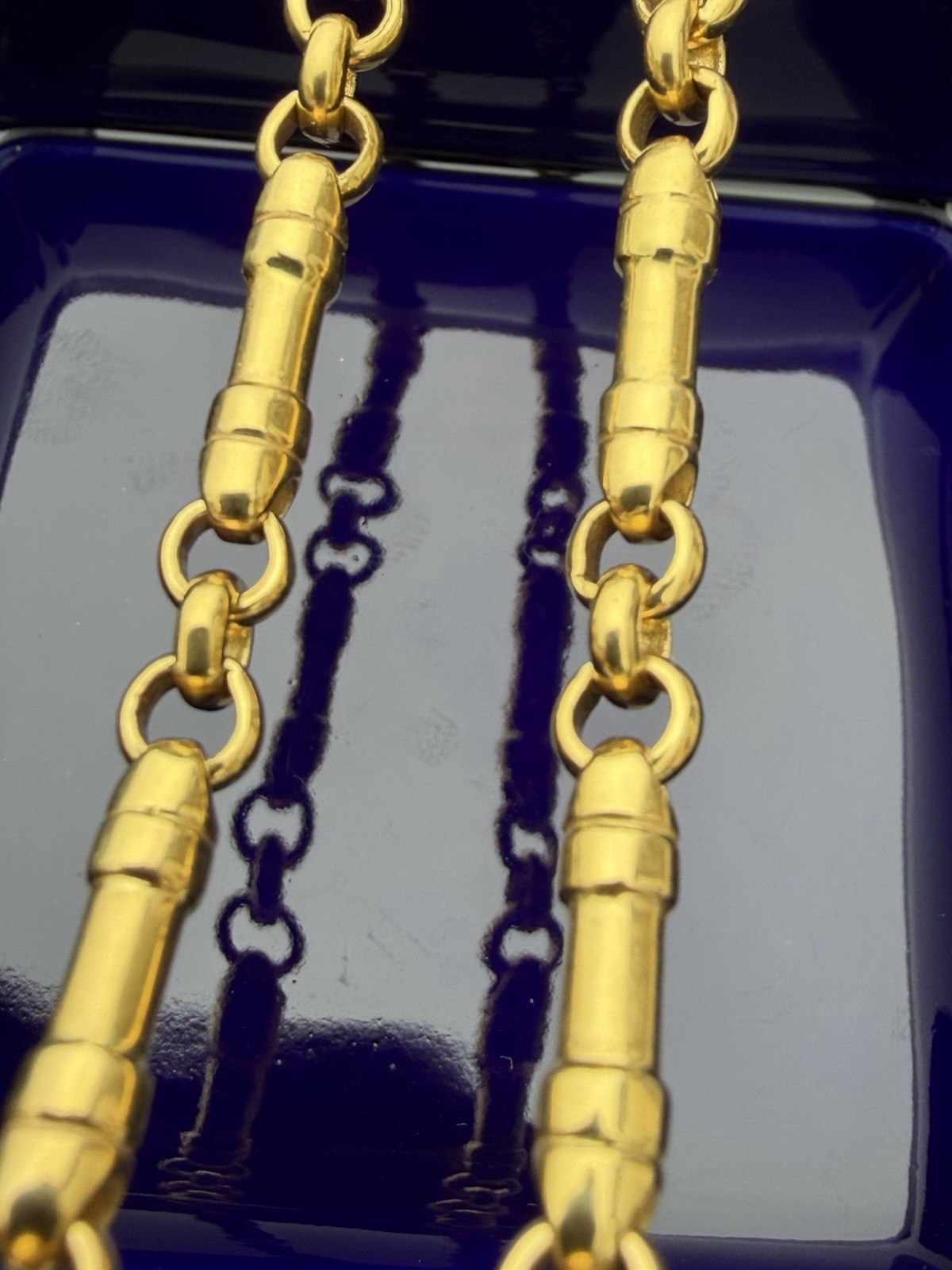 Tiffany & Co 18K Gold Barrel Bar Link 4mm Chain Necklace, 20 Inches, 45.2 Grams