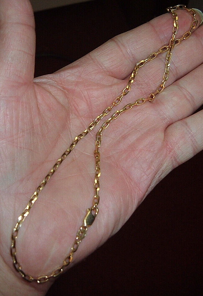 RARE ITALY * 57 AR 14K SOLID GOLD 14 in. LINK CHAIN NECKLACE LOBSTER CLASP 8.8g