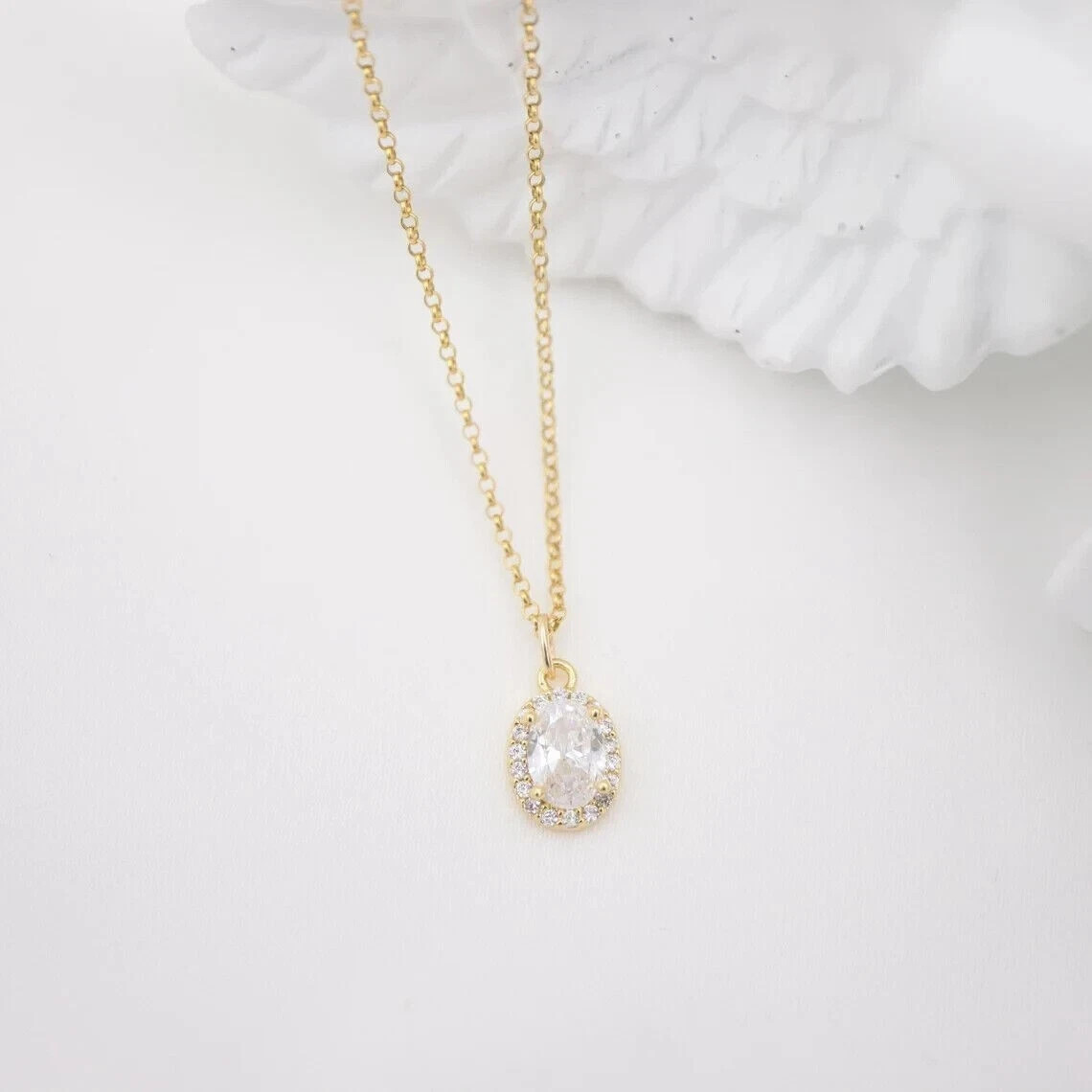 2Ct Oval Lab Created Diamond Solitaire 4 Prong Pendant 14K Yellow Gold Finish