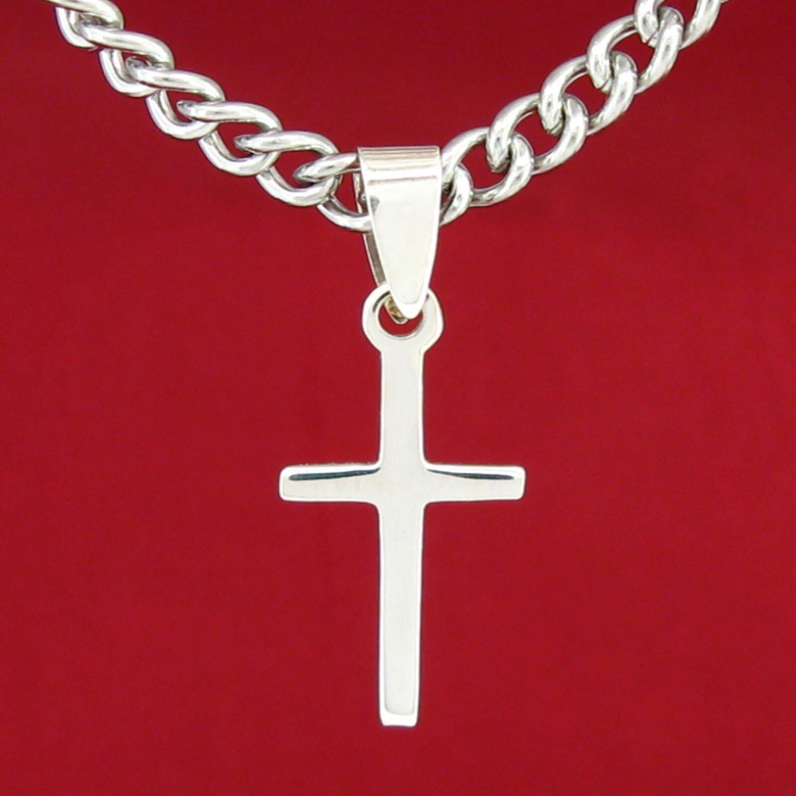 Small SOLID ‘925’ Cross Pendant – 12 Chain Choices – all NEW!