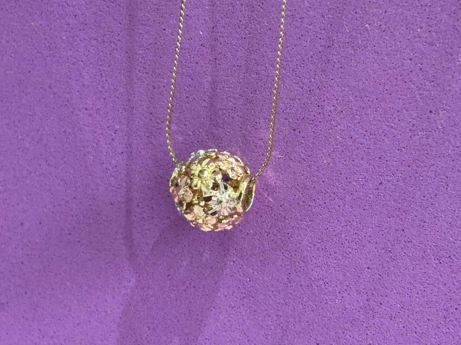 10k Gold Tri-Color Ball Flower Charm