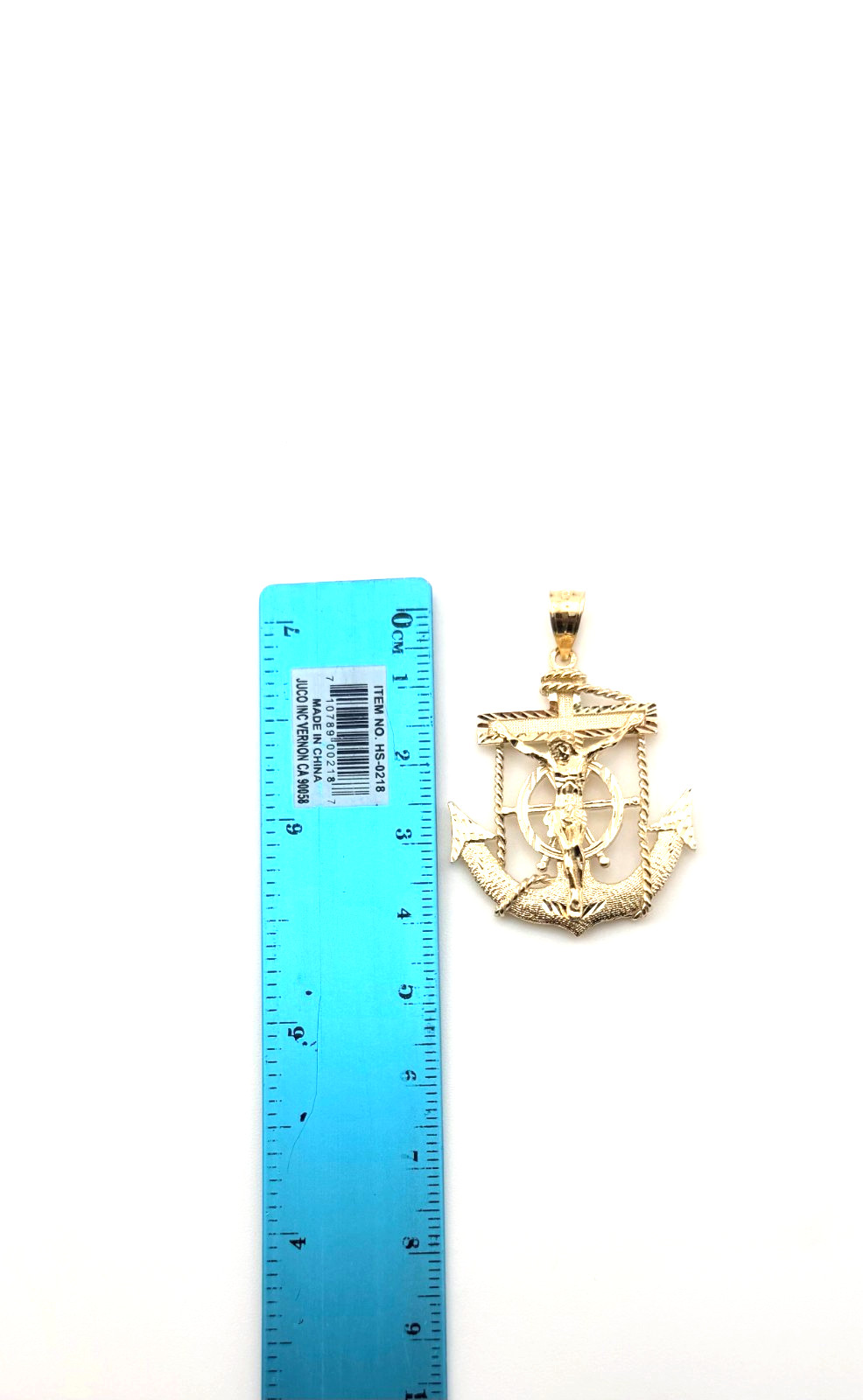 Pure 14 K yellow Gold Mariner Cross Pendant Jesus Christ Crucifix