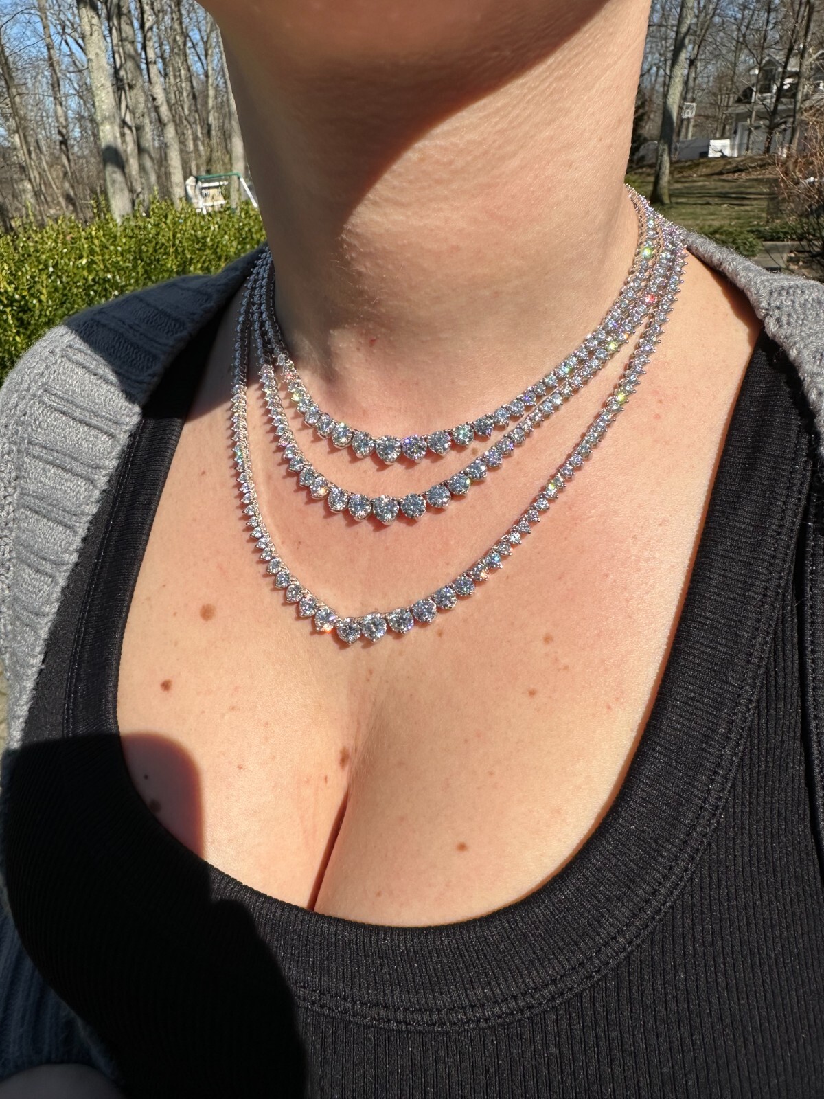 Real Iced MOISSANITE Riviera 3-7mm Graduated Tennis Chain Necklace – VVS D Color