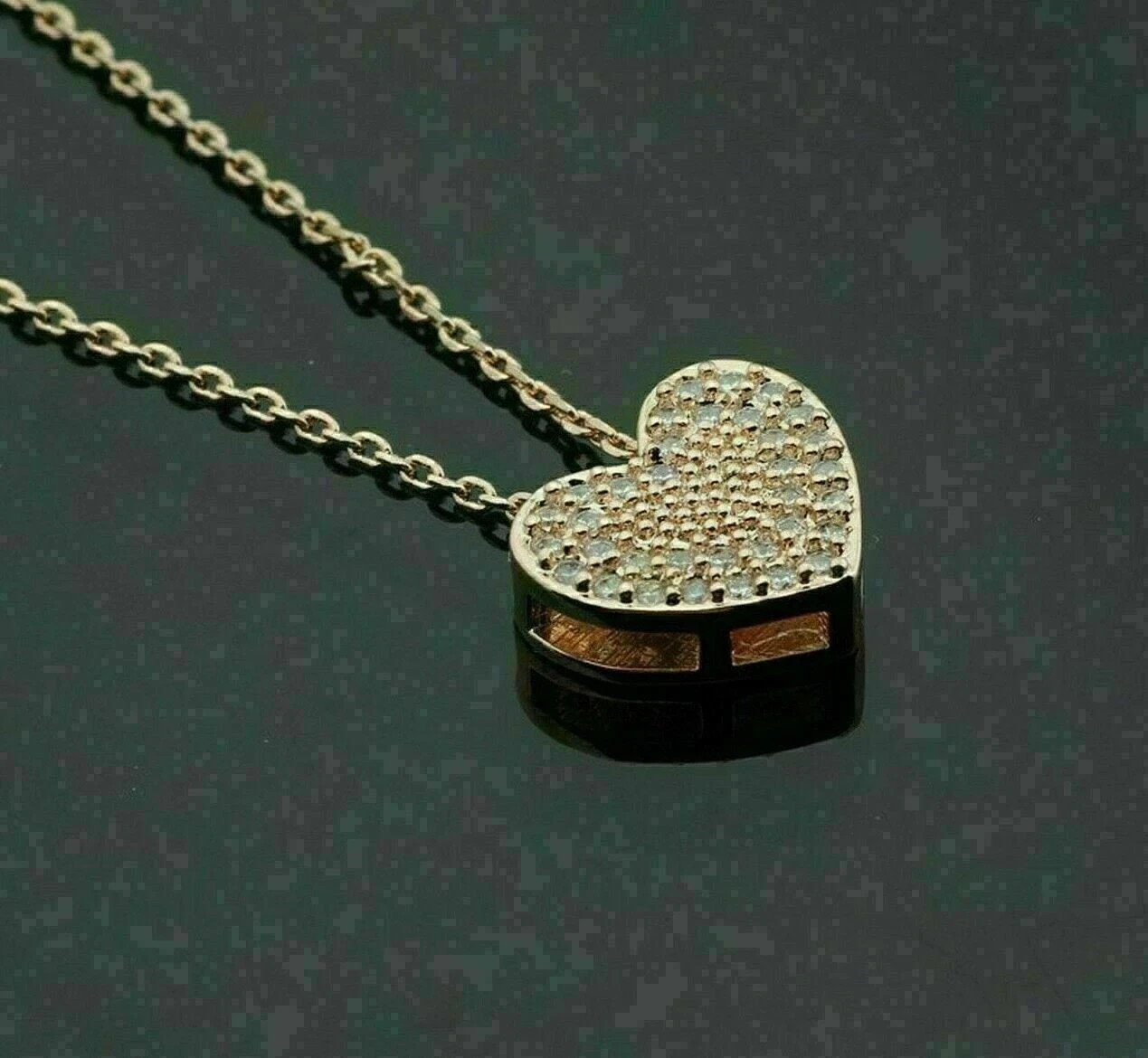 1.20Ct Round Cut VVS1/D Diamond Cluster Heart Pendant 14K Yellow Gold Finish