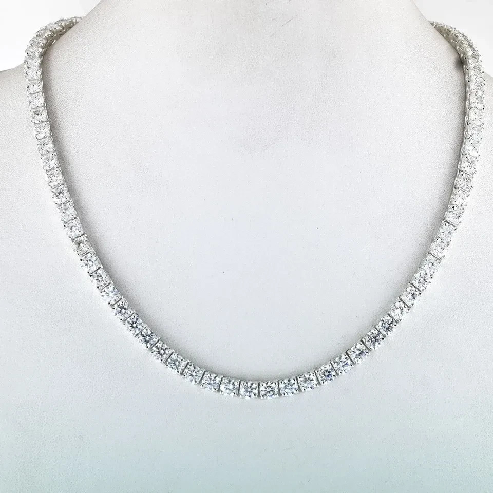 RARE 55Ct, 5mm White Diamond Men’s Tennis Necklace-FREE Shipping ! 26 inches