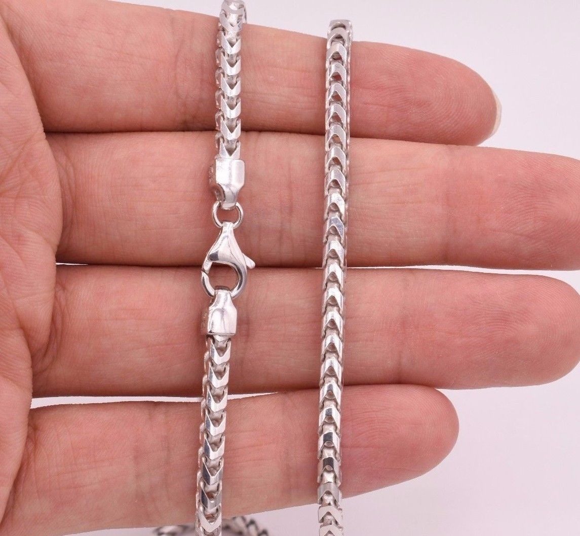 3.5mm Anti-Tarnish Solid Franco Chain Necklace Real 925 Sterling Silver ITALY