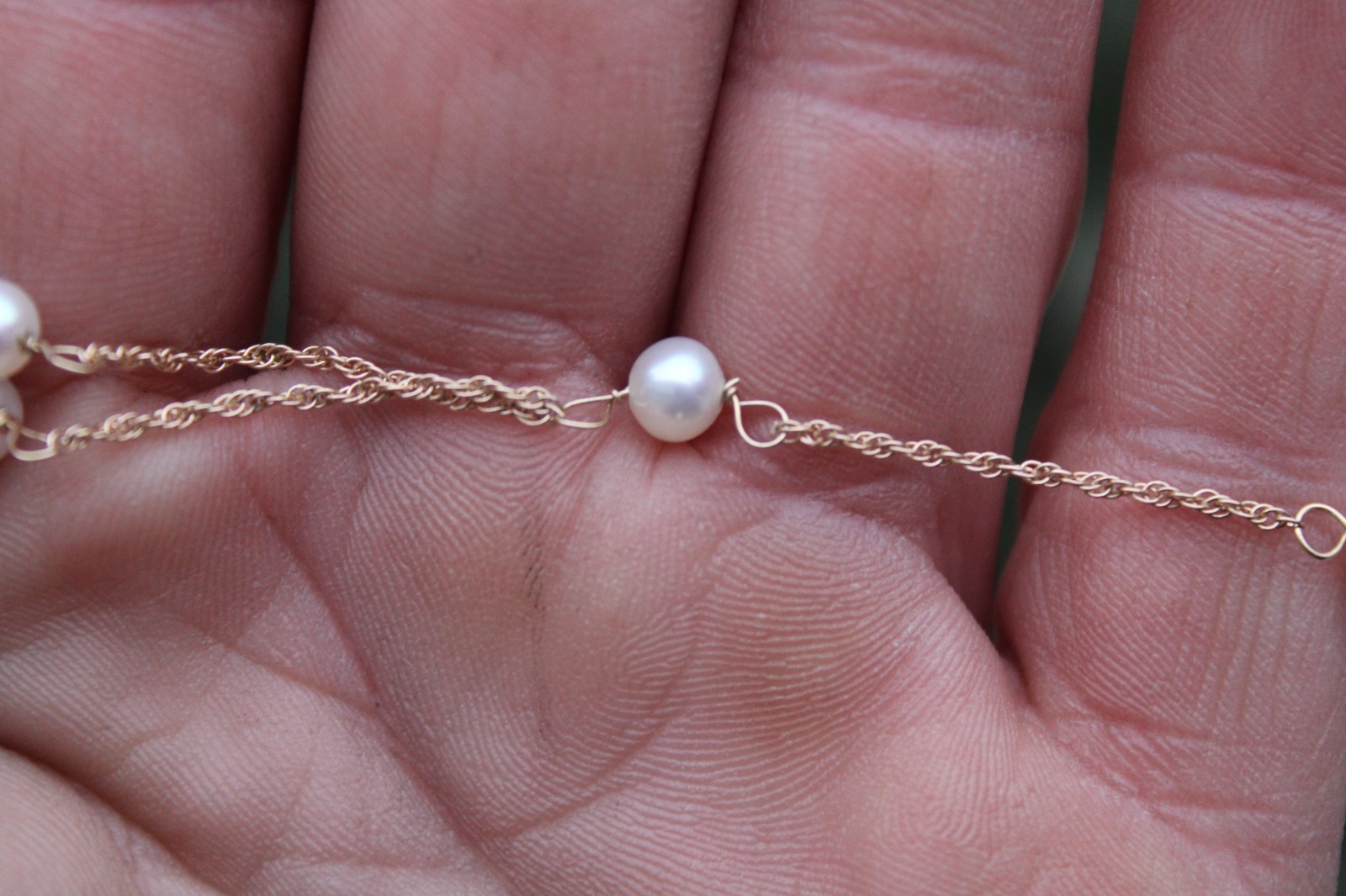 Vintage 14k Yellow Gold & Pearl Y Drop Dangle Necklace, HZ (16.25″)
