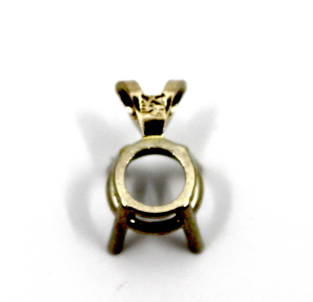14K White Gold 4 Prong Round Solitaire Pendant Basket Setting Semi Mount