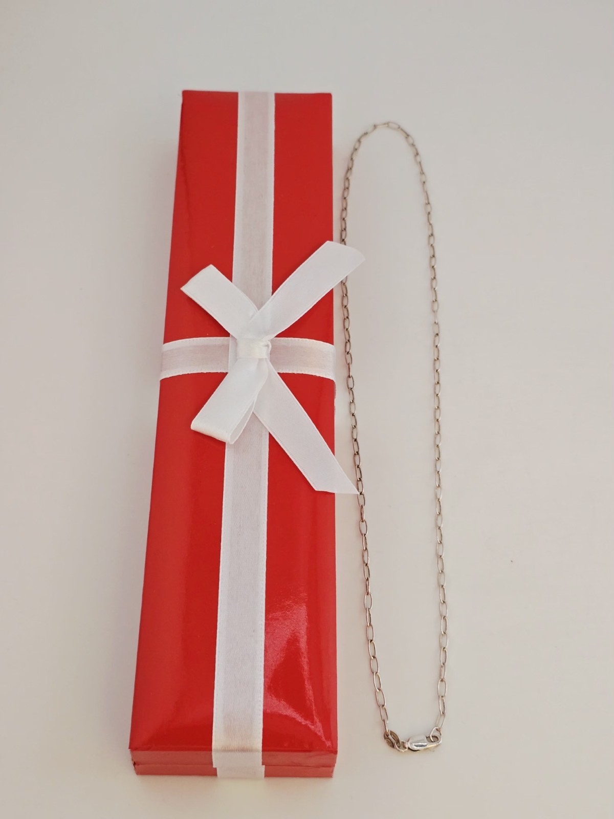 925 Sterling Italy PAPER CLIP LINKS CHAIN NECKLACE ☆ 18″LENGTH