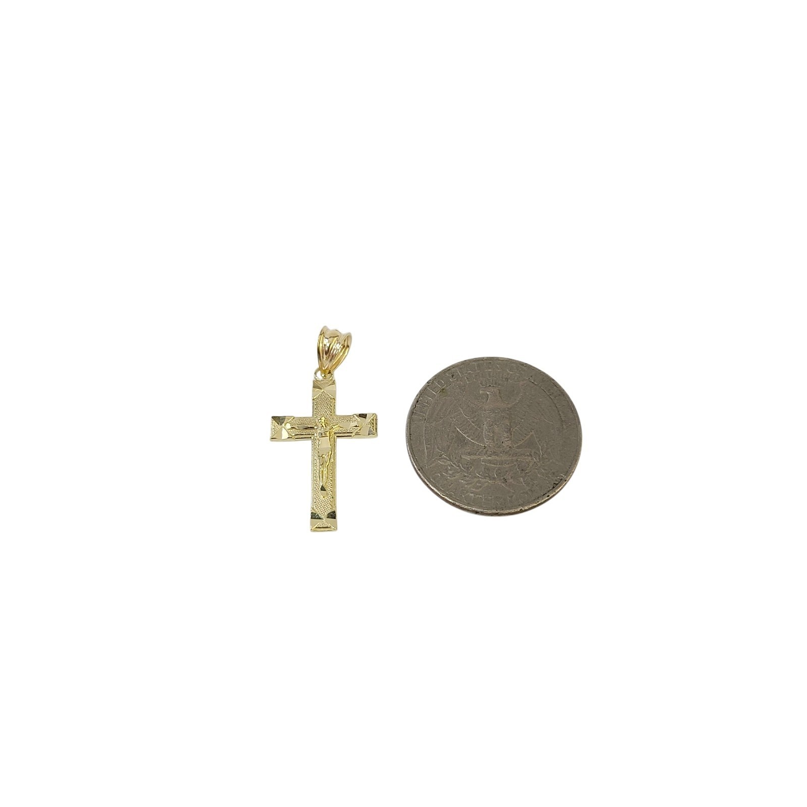 10K Yellow Gold Religious Crucifix Cross Pendant Charm Unisex 1.25″