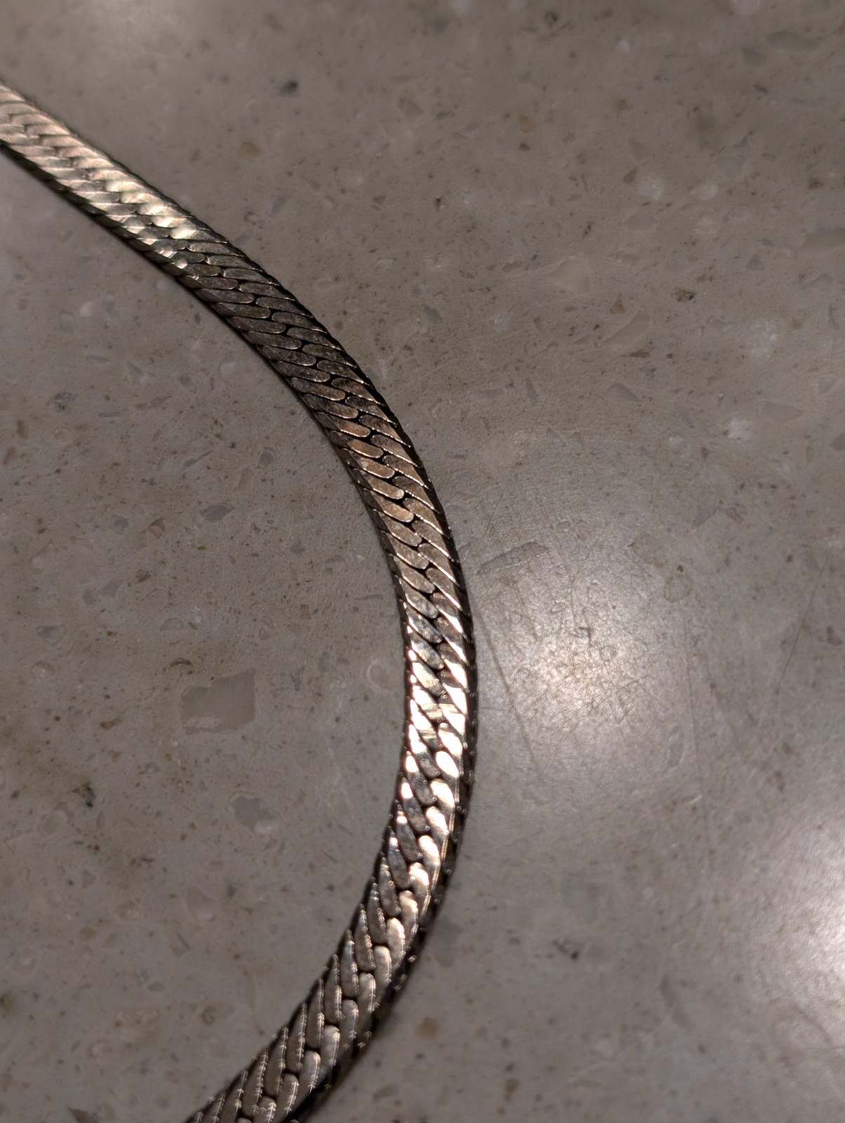 14K White GF Rope Flat Chain 23.5″ Long Necklace Herringbone 22.7 Grams