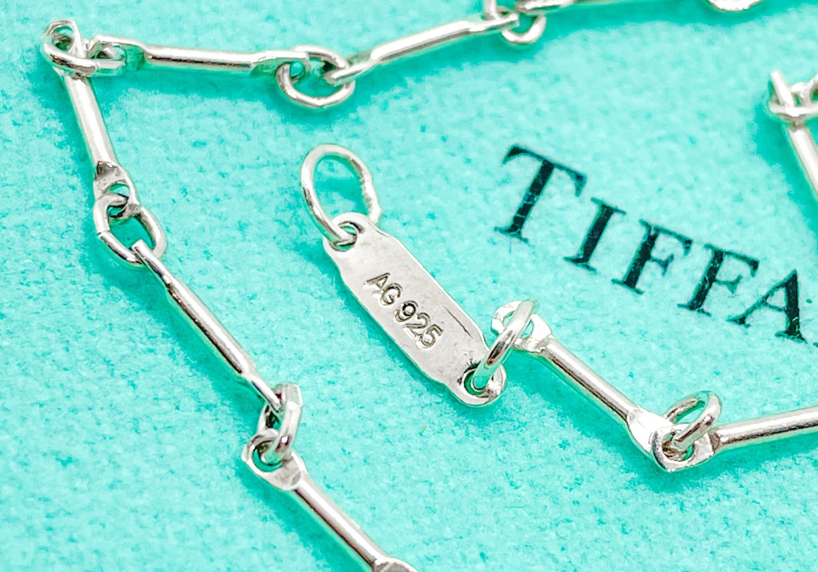 Tiffany & Co. Bar Round Link Chain Necklace 18″ Sterling Silver w/ Box