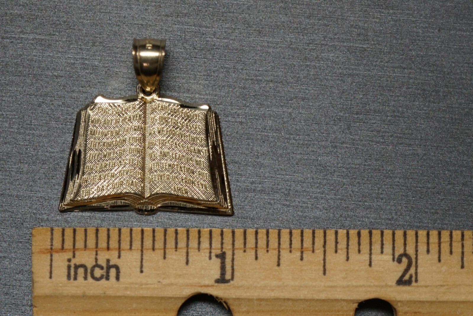 10K Solid Yellow Gold 1″ Holy Bible Charm Pendant. Men Women Children
