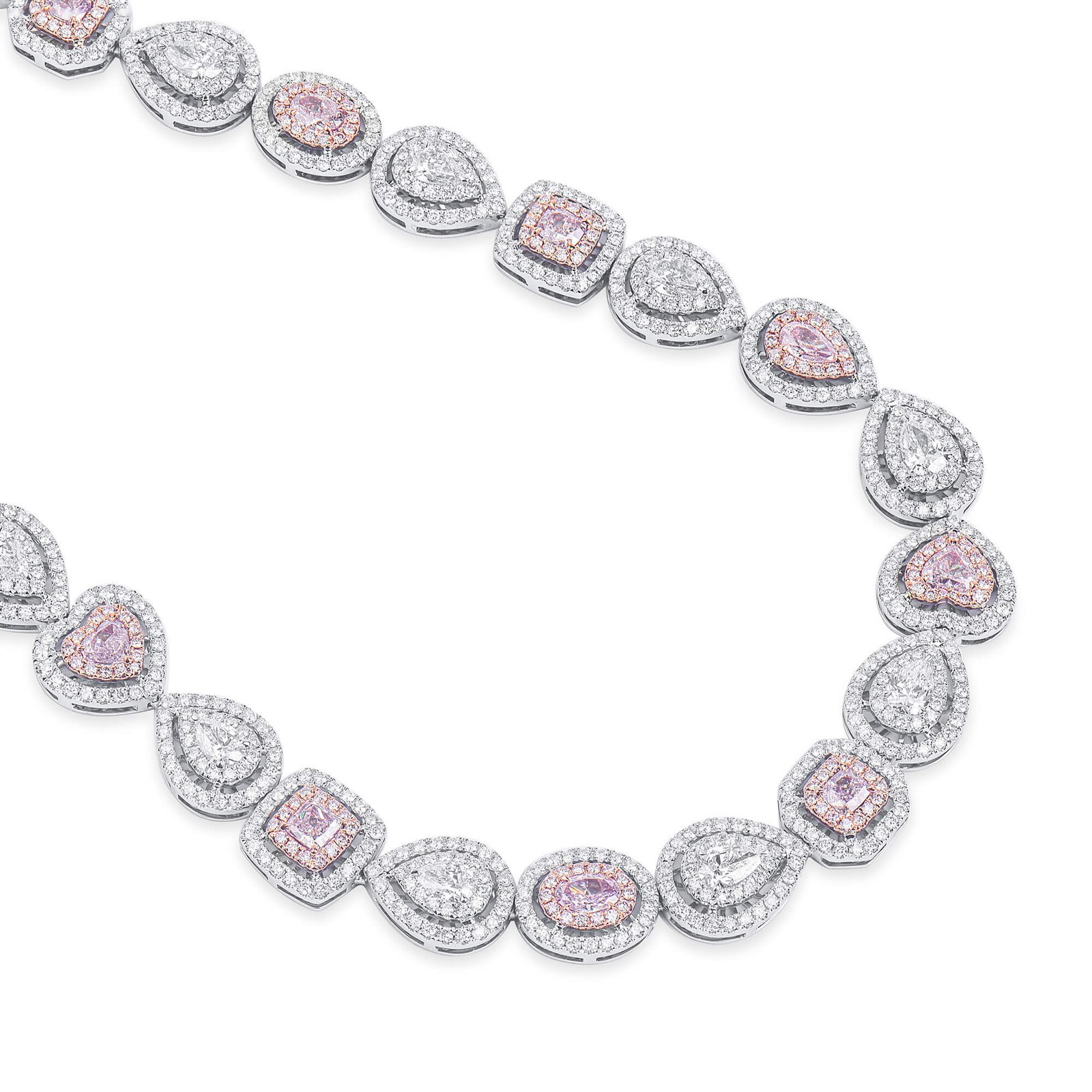 Natural Very Light Pink Diamond Necklace 4.60 Ct GIA VS-SI Cushion Cut 18K
