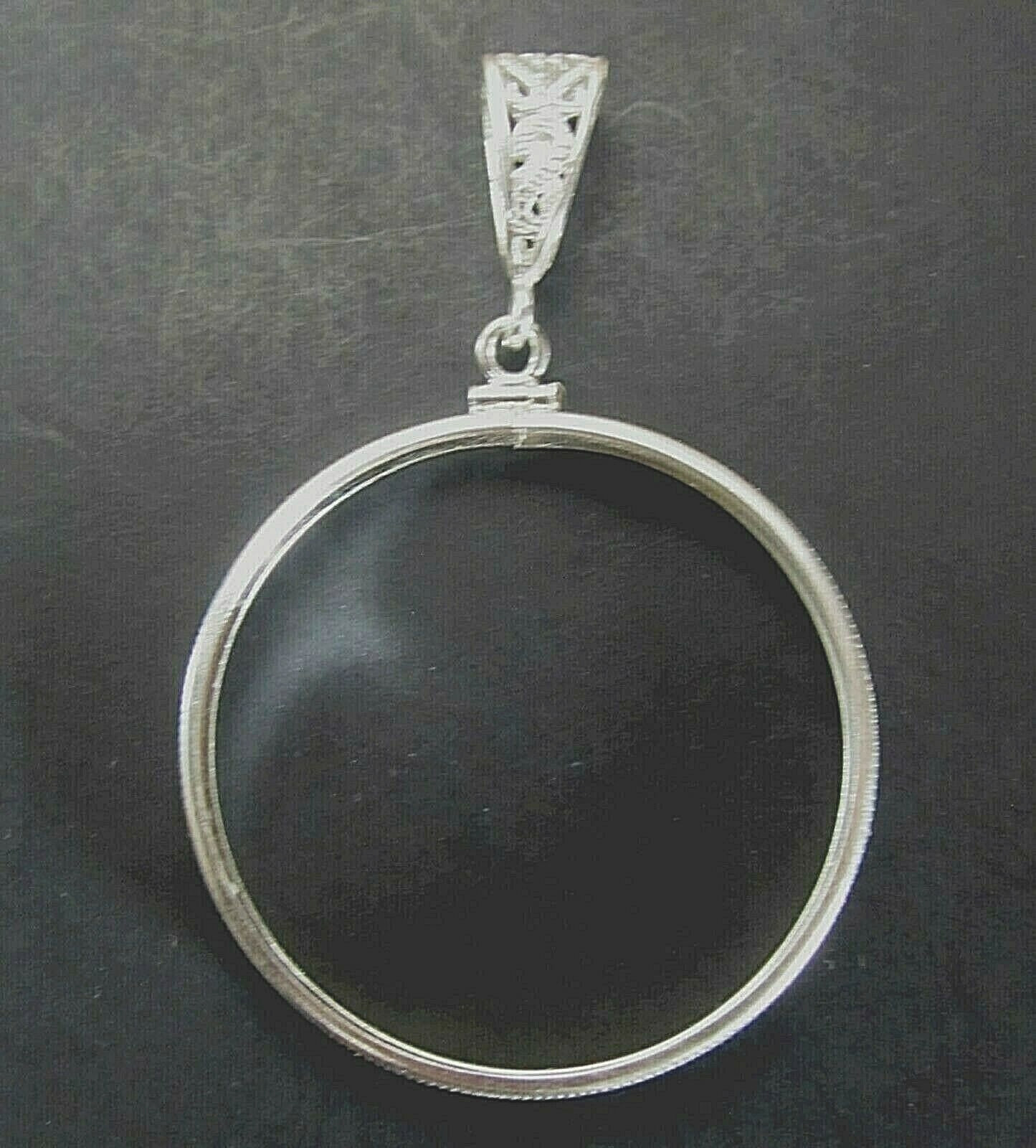 Coin Bezel 38mm Morgan, Peace, Ike Dollars Coin Edge Sterling Silver Large Bail