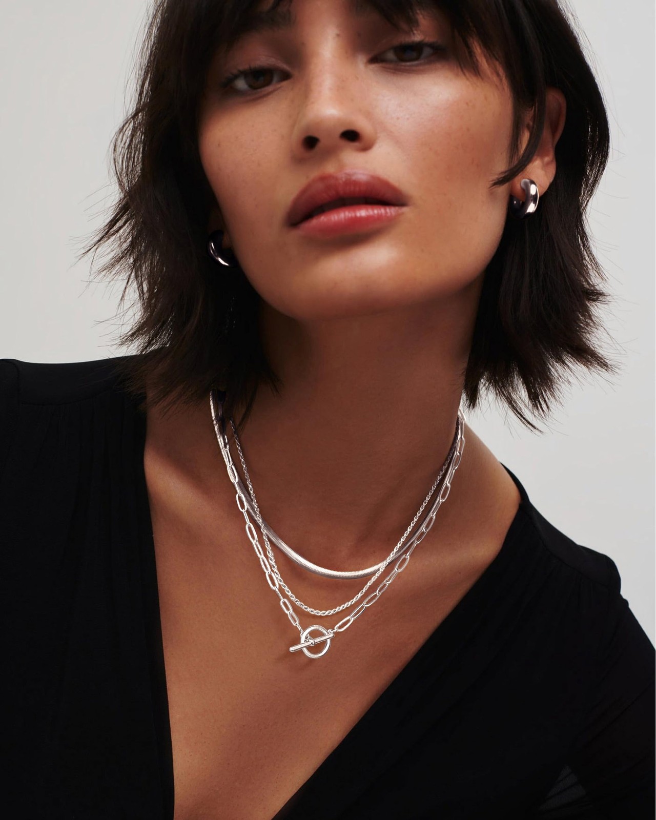 Layered Necklaces for Women 14K Gold/Sterling Silver Plated Chunky Necklace P…
