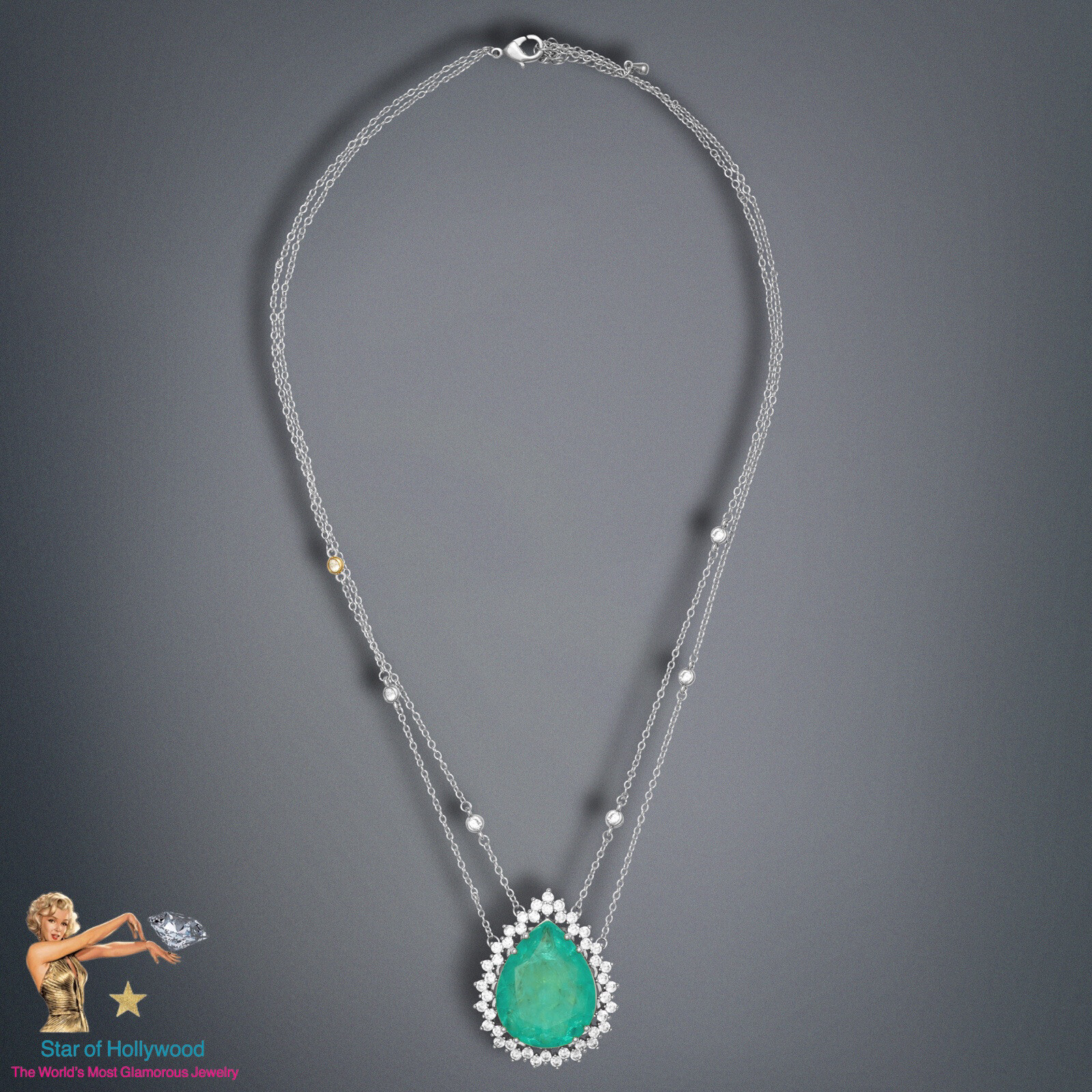 CARIBBEAN BLUE NATURAL GLOWING NEON PARAIBA TOURMALINE NECKLACE PENDANT 925 SS