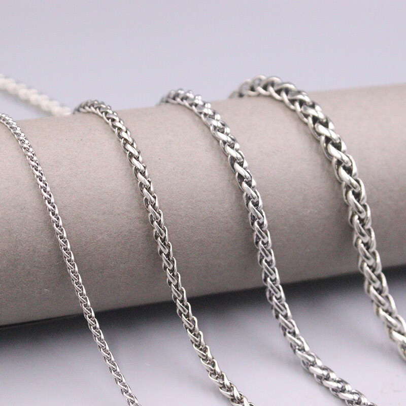 Real 925 Sterling Silver Necklace 2mm/3mm/4mm/5mm Wheat Chain Silver Necklace