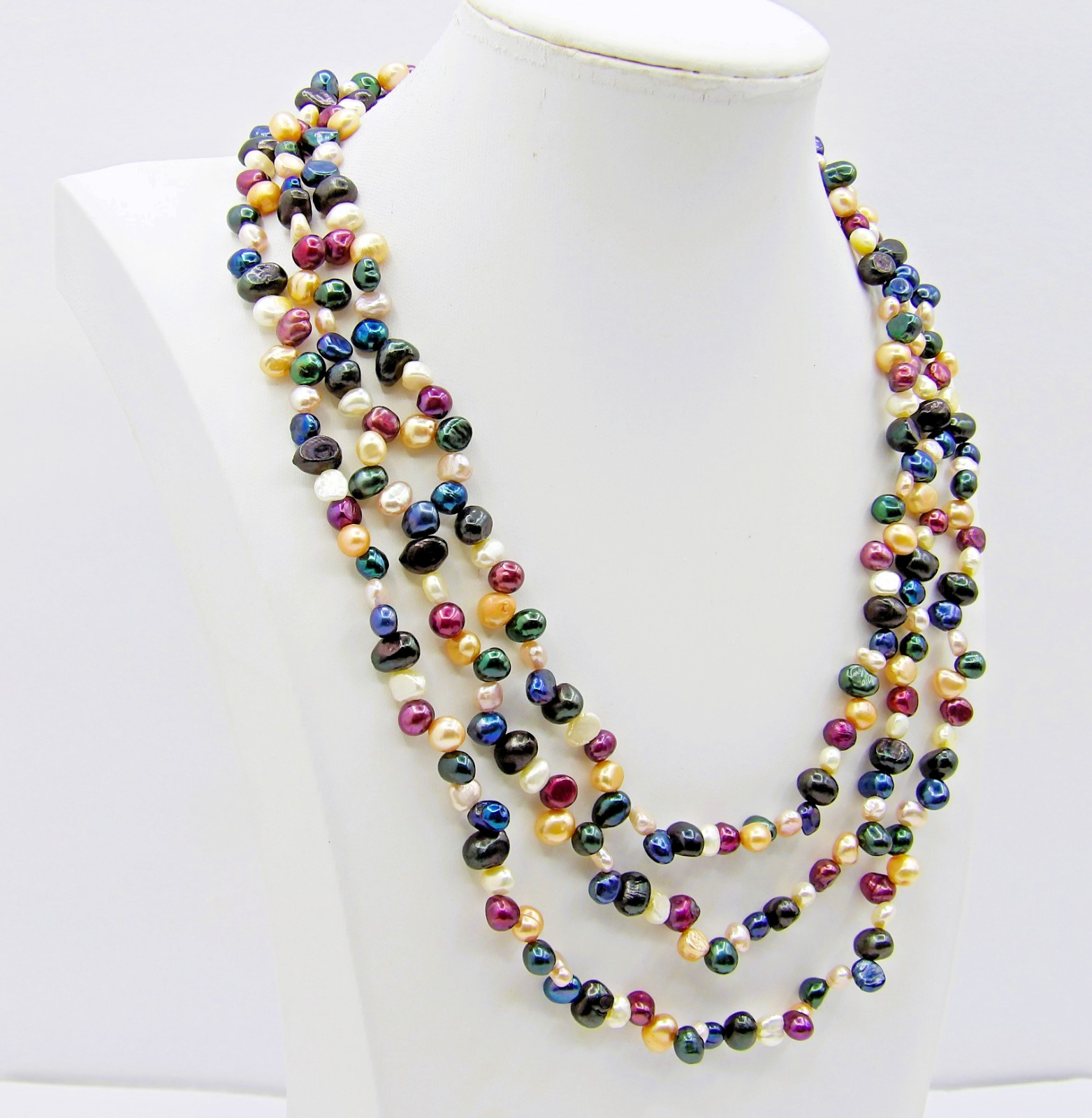 17 inches long Layered Multicolor Pebble Genuine Freshwater Pearl Necklace NK979