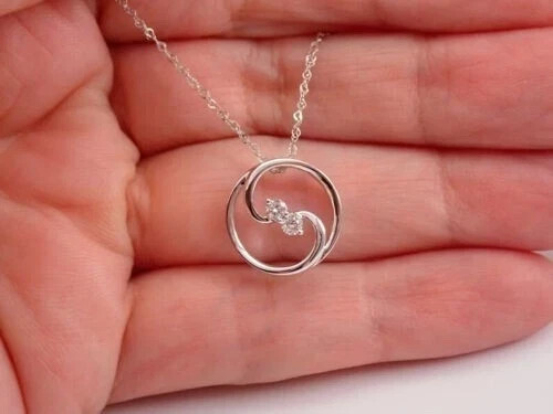 1Ct Round Cut Women Fancy Charm Pendant Lab Grown Diamond 14K White Gold Plated